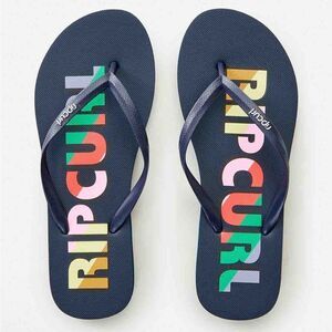 NWT New RIP CURL Rainbow Surf Revival Womens Flip Flop Navy Sandals 7 Vacation